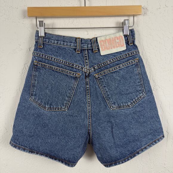 Vintage 90s Bongo High Waisted Denim Jean Shorts Blue USA Size 7 25x3.5 Grunge - Picture 2 of 4